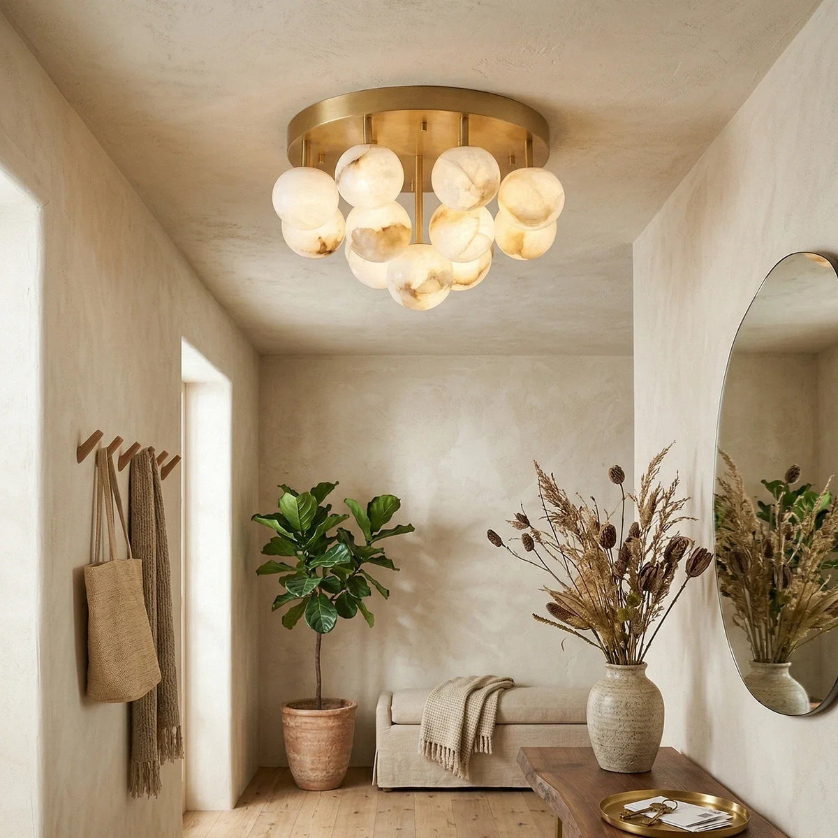 Clustered Aurelia Alabaster Globe Ceiling Light