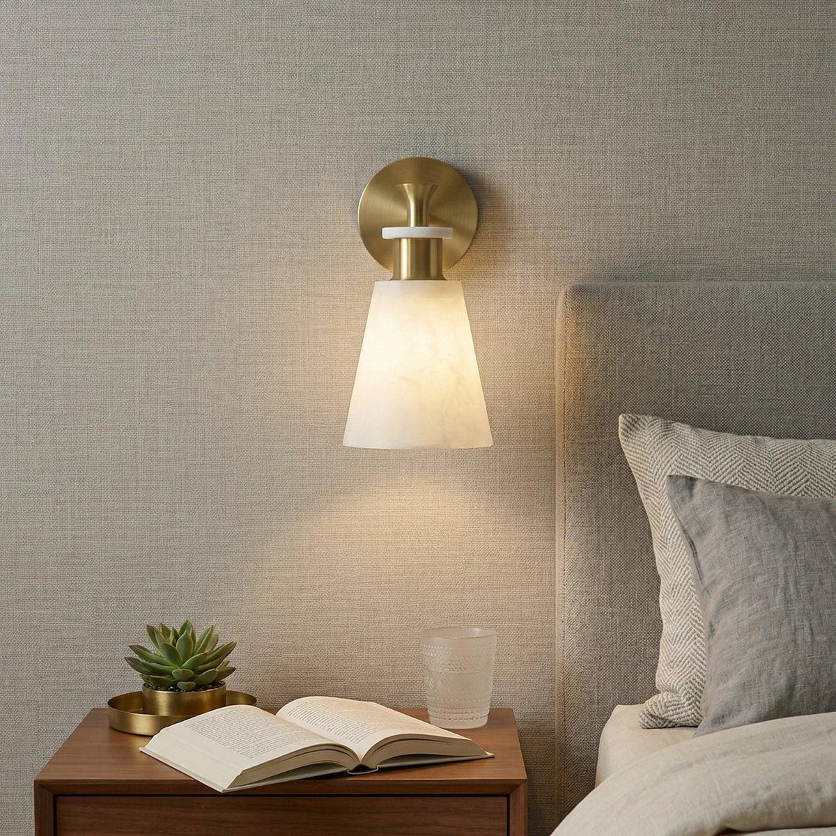 Conical Tapered Alabaster Wall Sconce