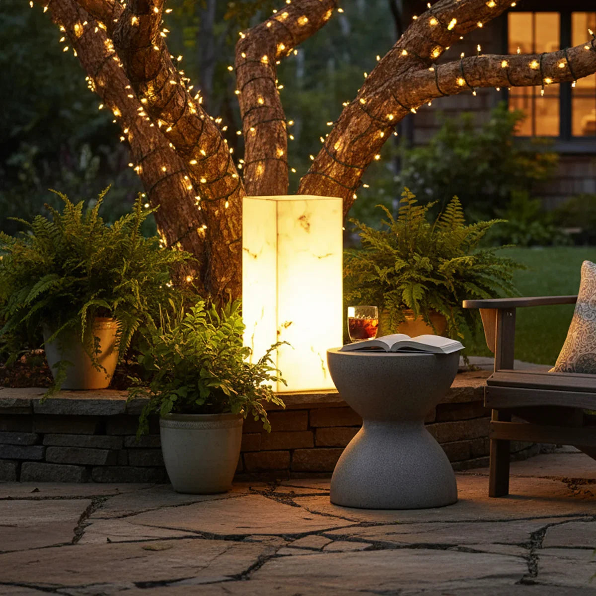 Cube Imitation Marble Landing Outdoor Light