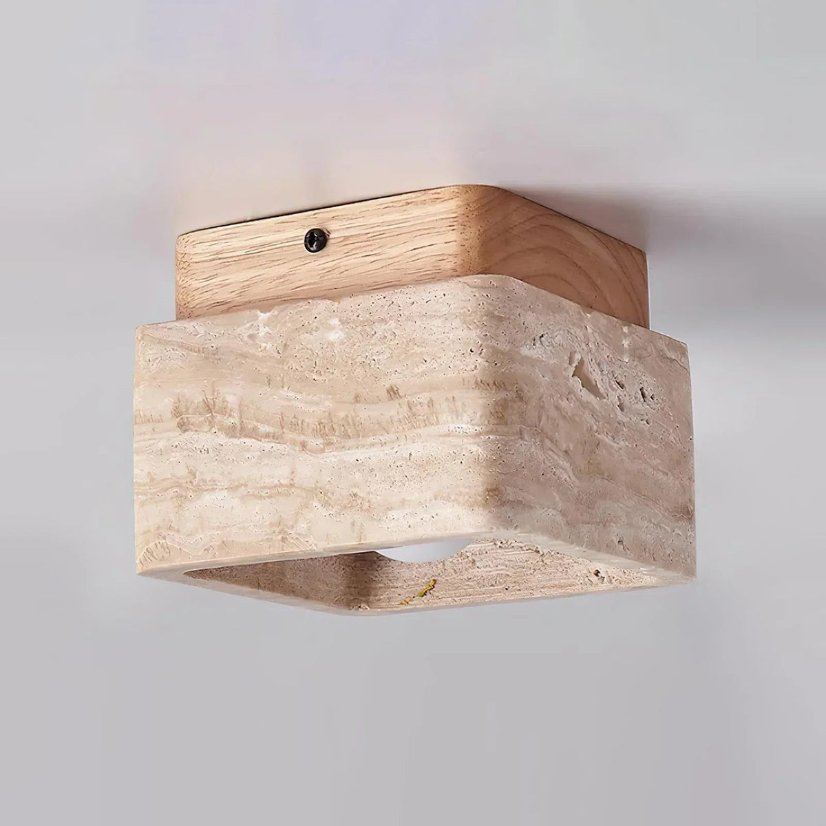 Cube Terra Block Travertine Ceiling Light