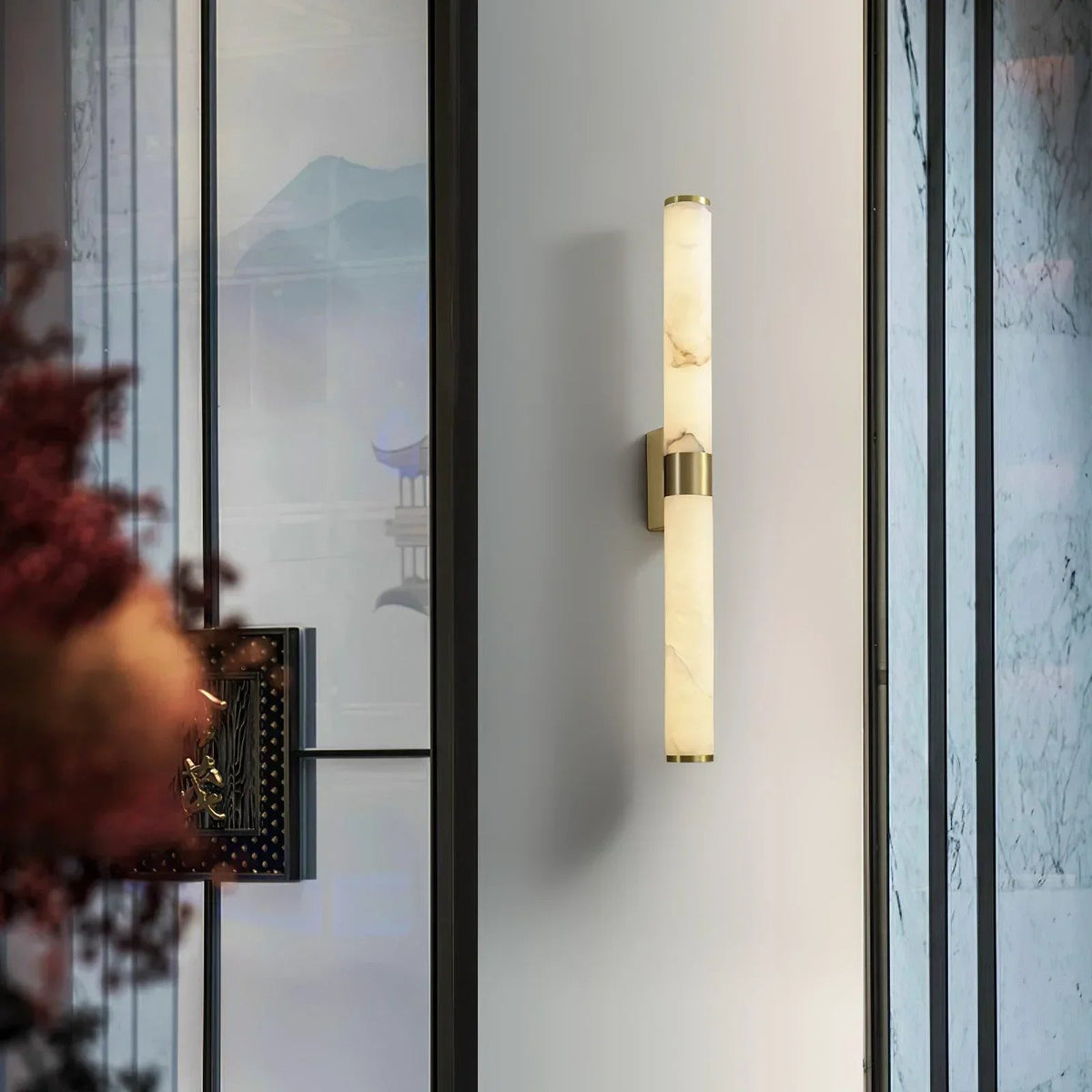 Cylindrical Alabaster Line Wall Light