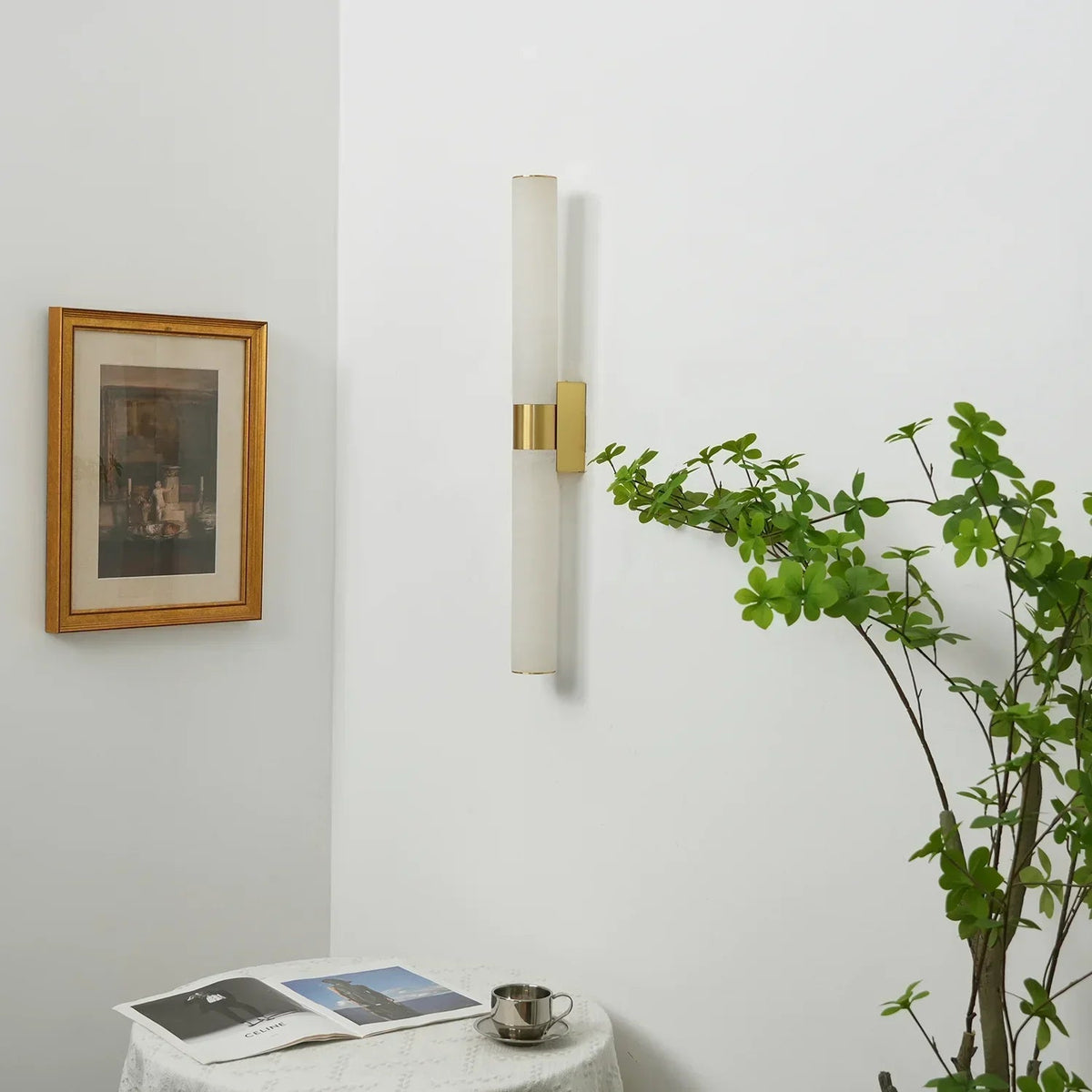 Cylindrical Alabaster Line Wall Light