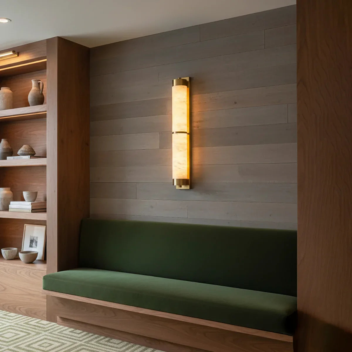 Cylindra Alabaster Brass Wall Light