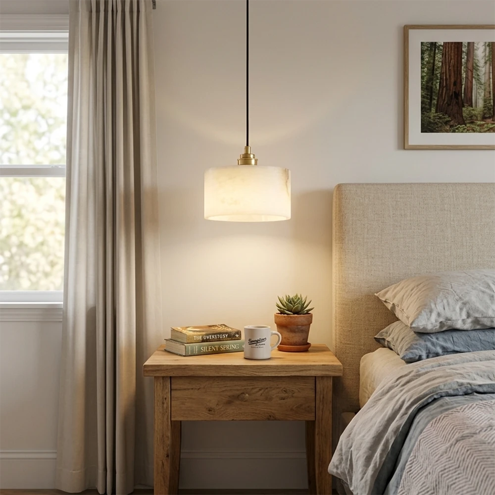 Cylindrical Alabaster Pendant Light