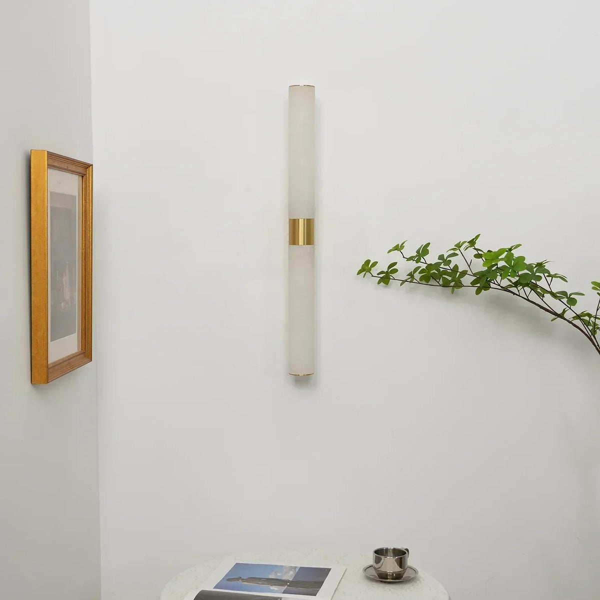 Cylindrical Alabaster Line Wall Light