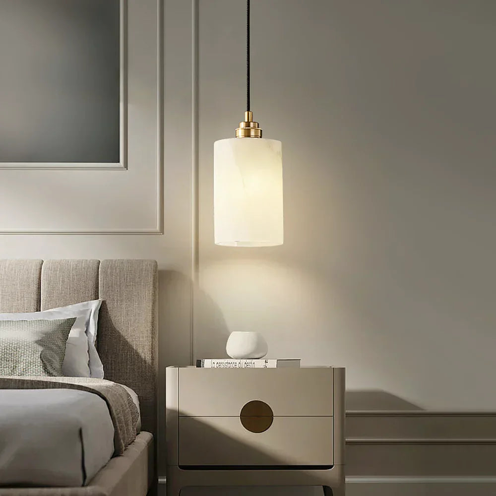 Cylindrical Alabaster Pendant Light