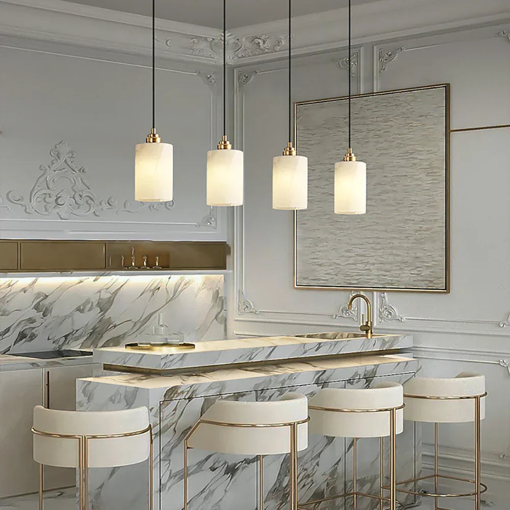 Cylindrical Alabaster Pendant Light