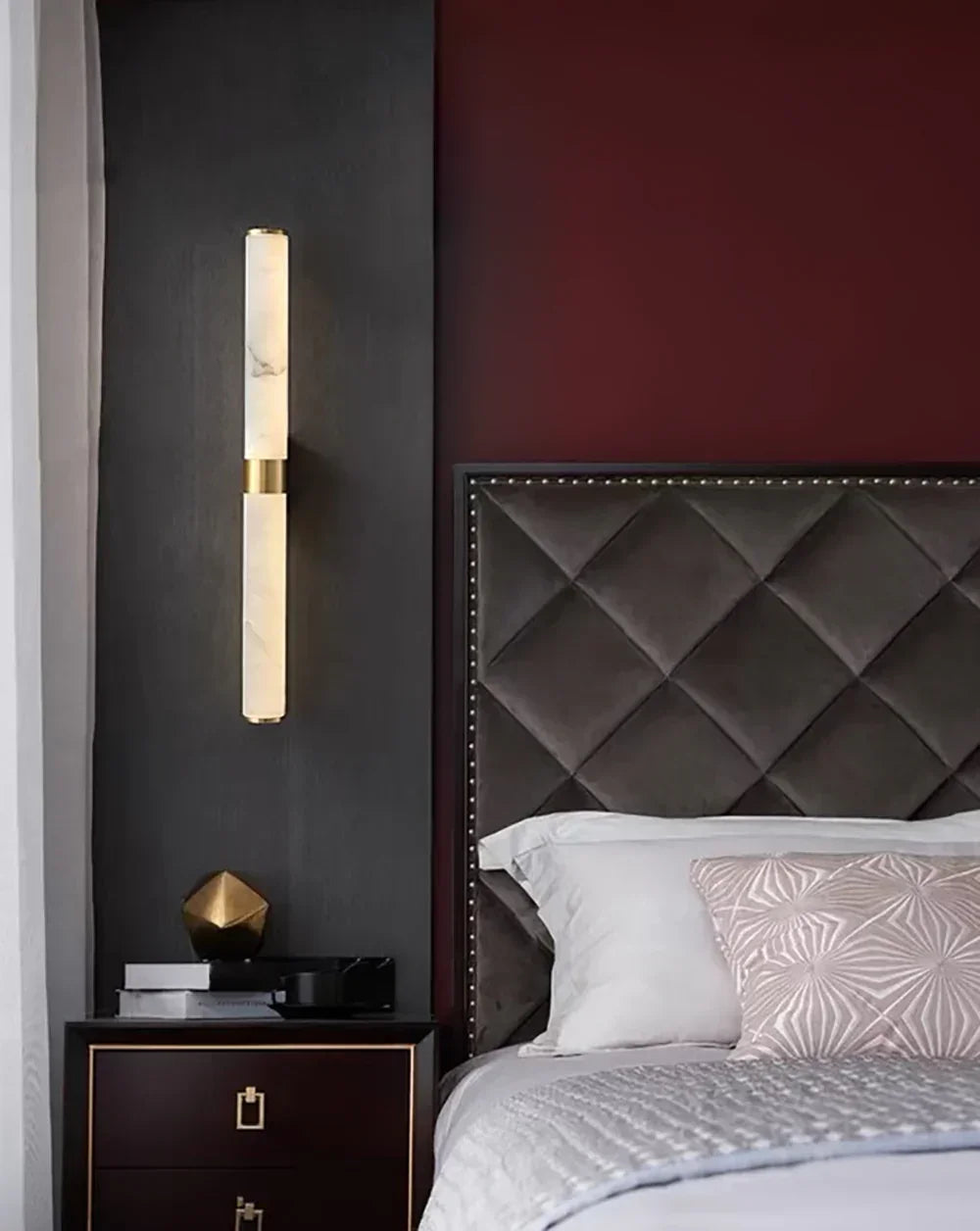 Cylindrical Alabaster Line Wall Light