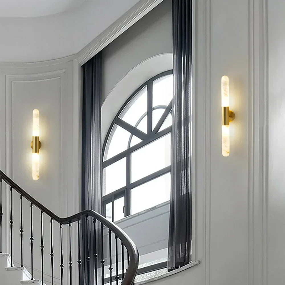 Cylindrical Alabaster Slim Wall Lamp