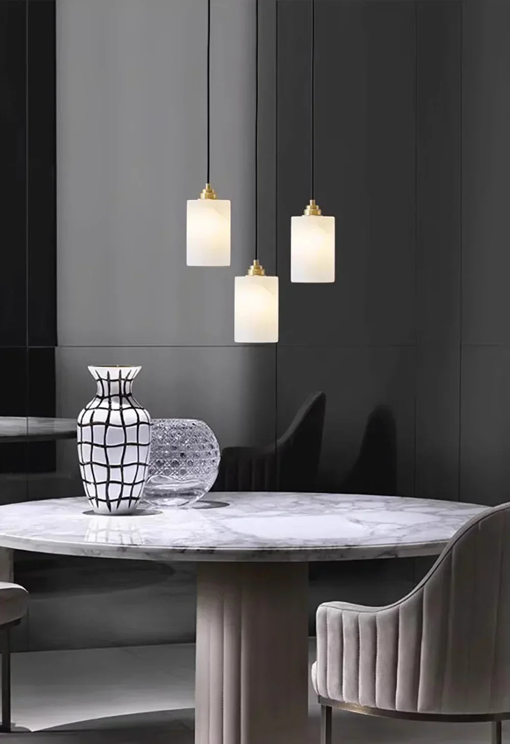 Cylindrical Alabaster Pendant Light
