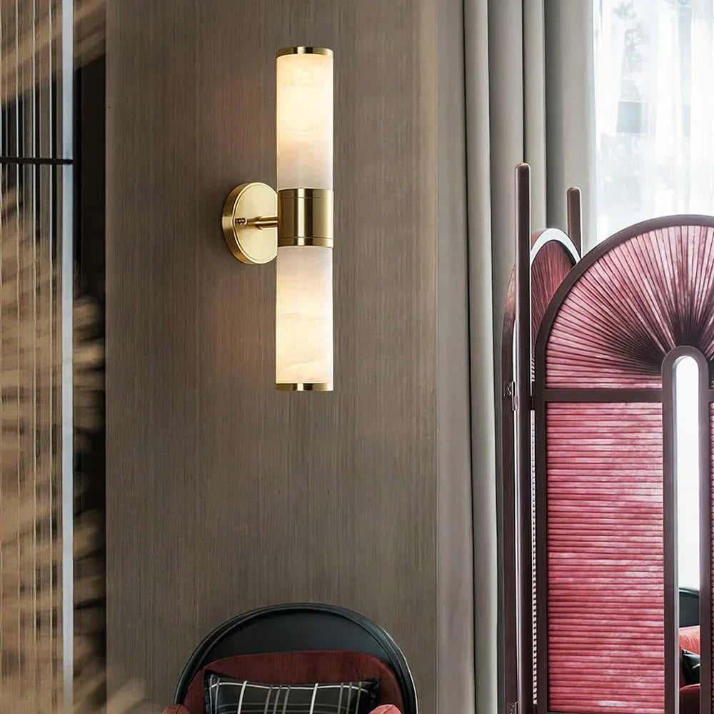 Cylindrical Lampatron Alabaster Wall Lamp