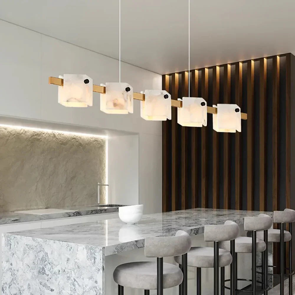 Diamond Shaped Alabaster Ring Chandelier