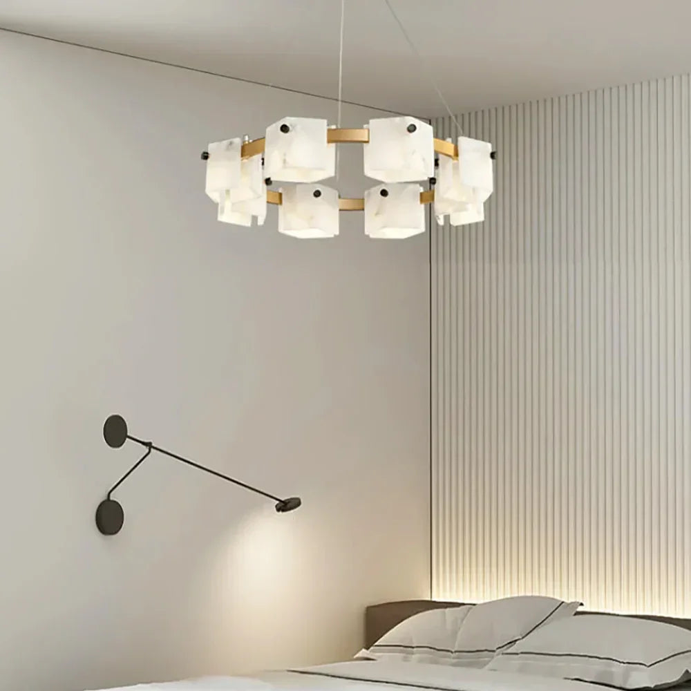 Diamond Shaped Alabaster Ring Chandelier