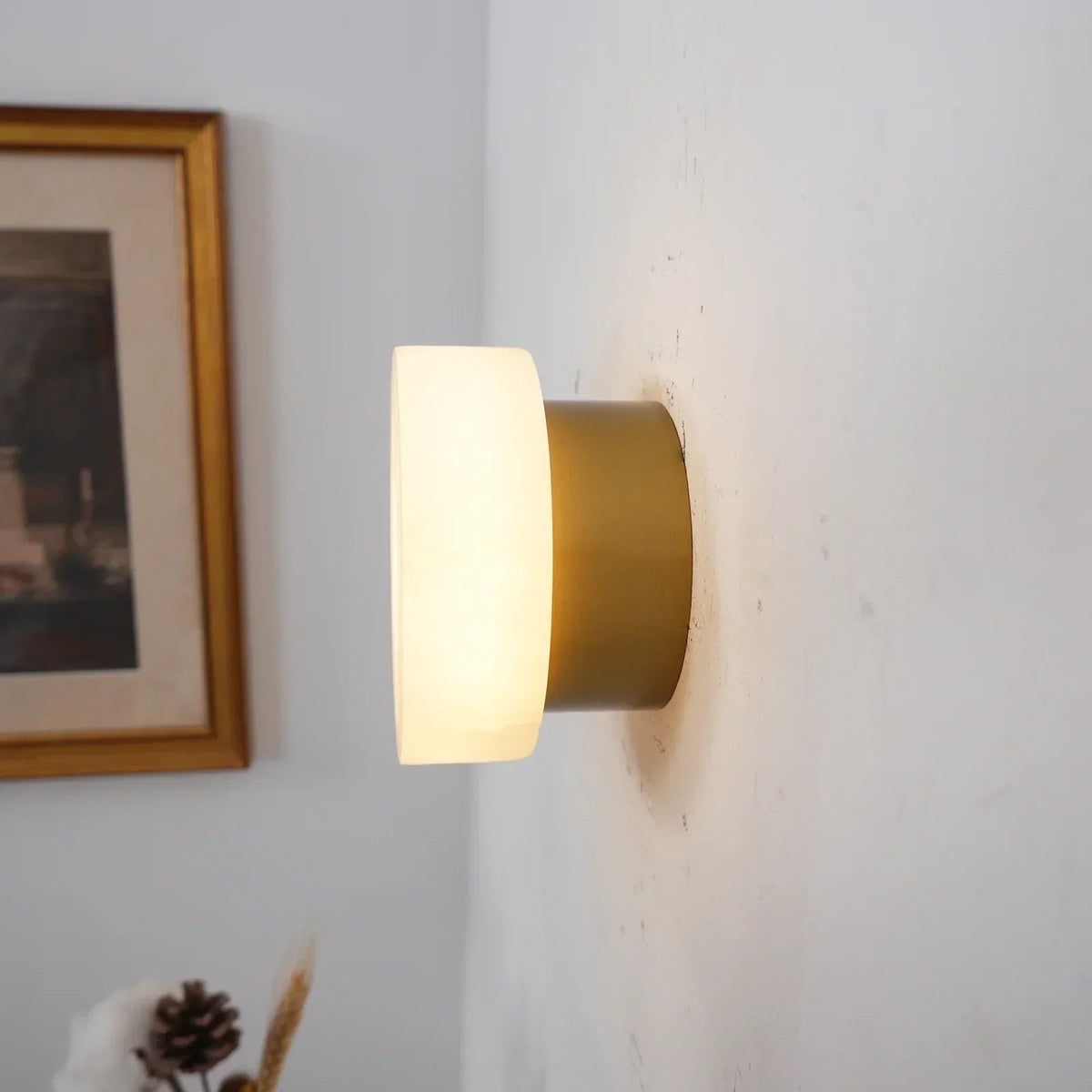 Domino A Cylindrical Alabaster Wall Light
