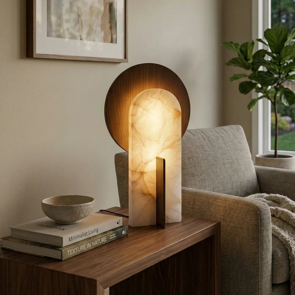 Eclipse Alabaster Oval Table Lamp