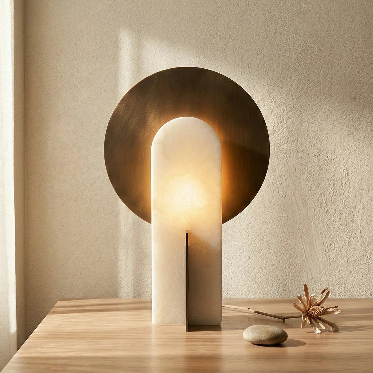 Eclipse Alabaster Oval Table Lamp