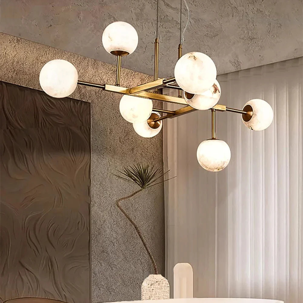 Elegant Ball Alabaster Chandelier