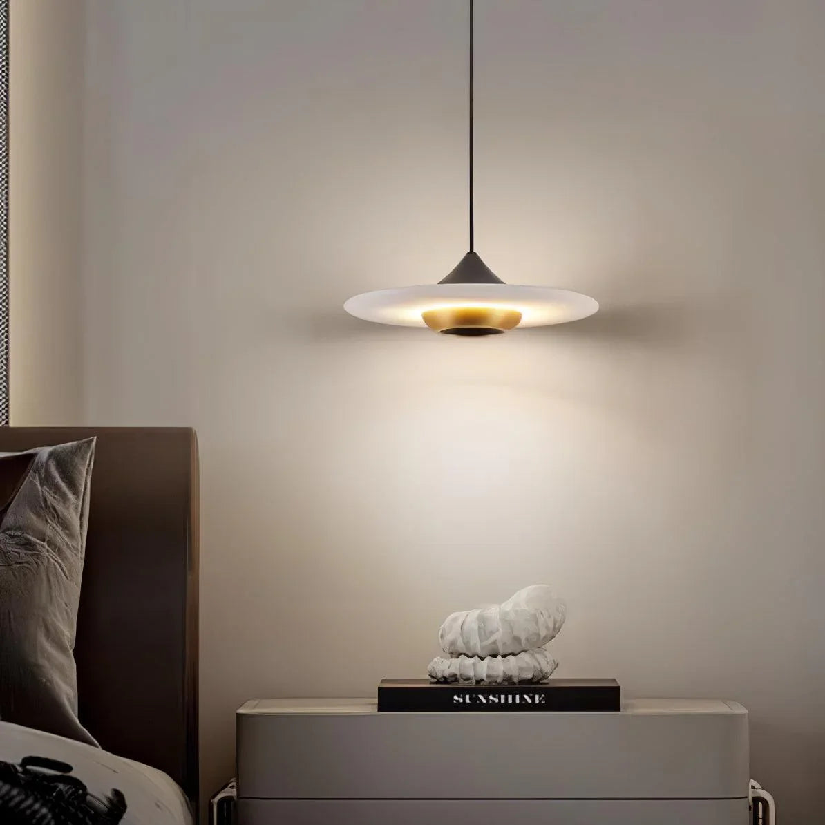 Flying Saucer Alabaster Pendant Lamp
