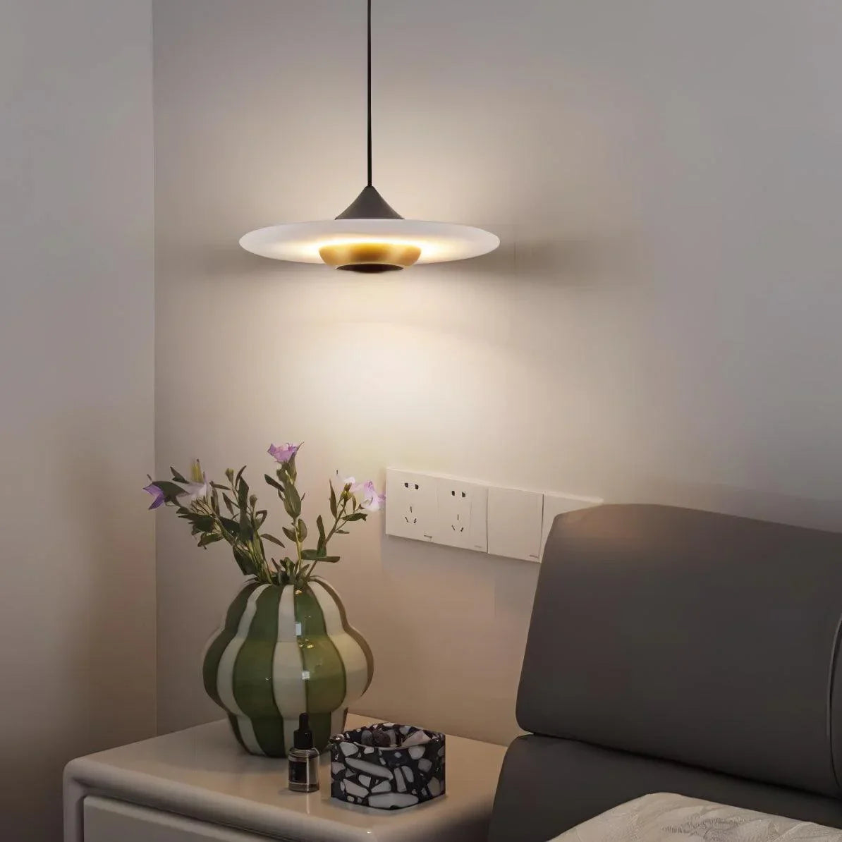 Flying Saucer Alabaster Pendant Lamp