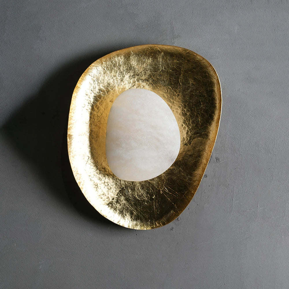 Forged Brass Alabaster Pebble Wall Lamp