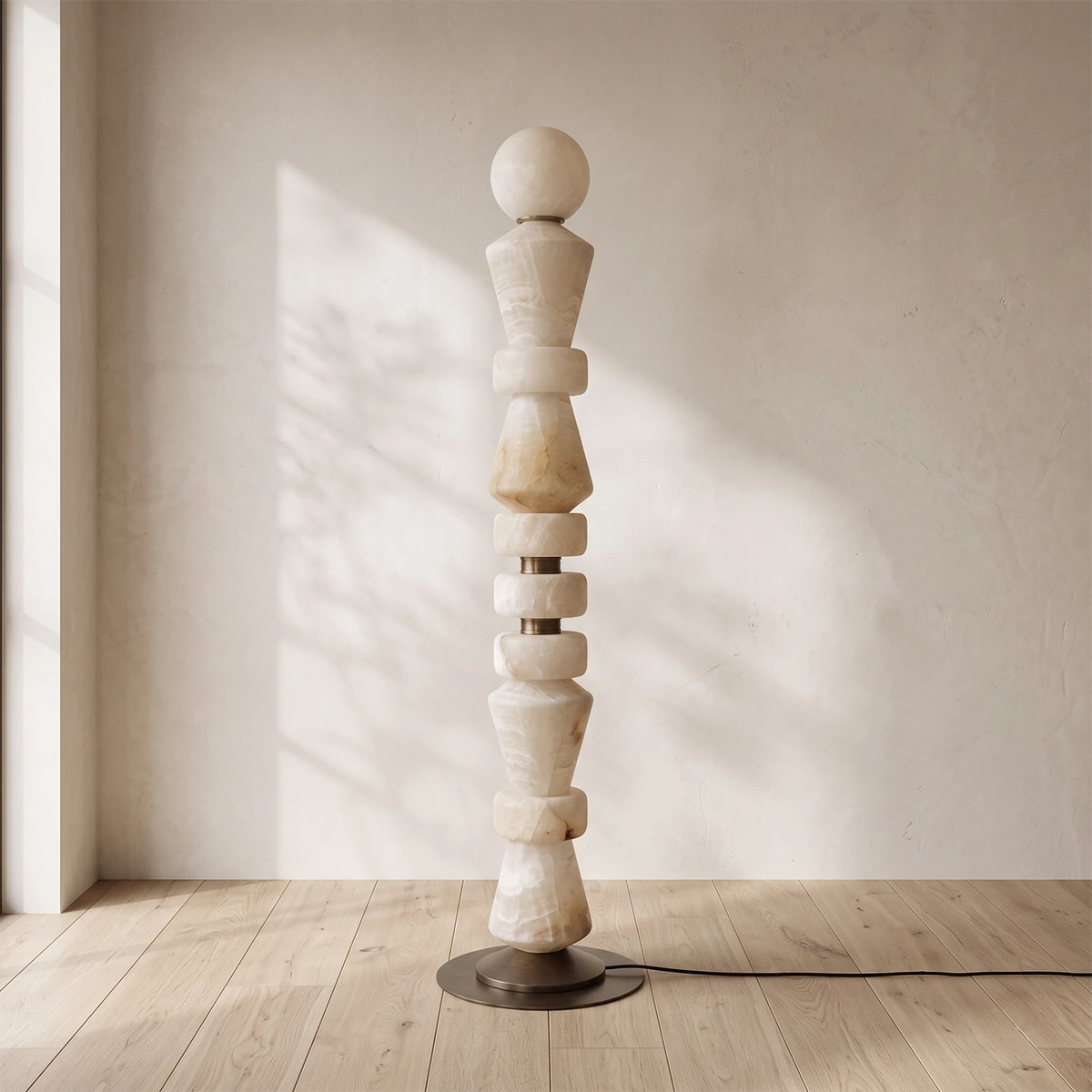 Geometric Alabaster Sculptural Floor Lamp