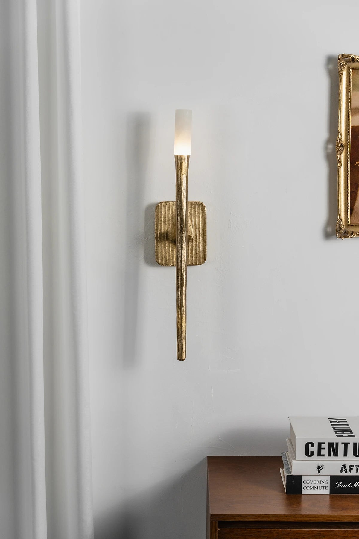 Hammered Torch Alabaster Wall Light