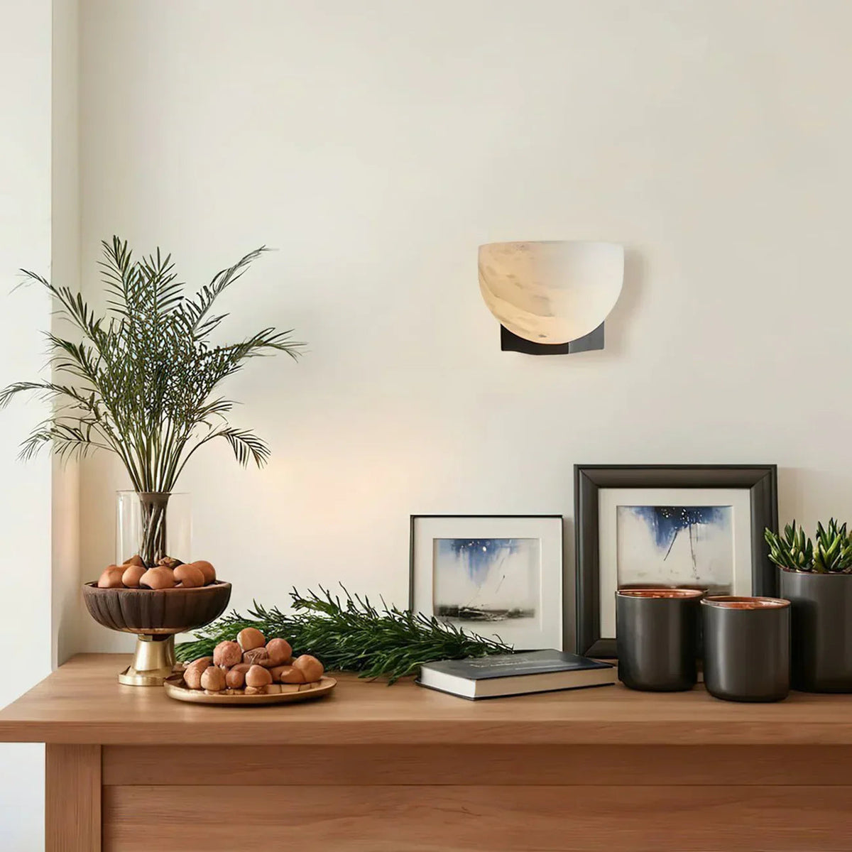 Hemispherical Alabaster Ath Wall Light