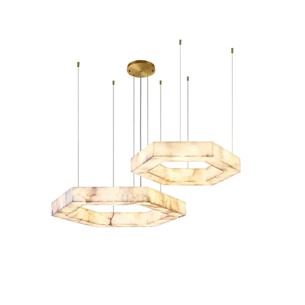 Hexagonal Alabaster Chandelier
