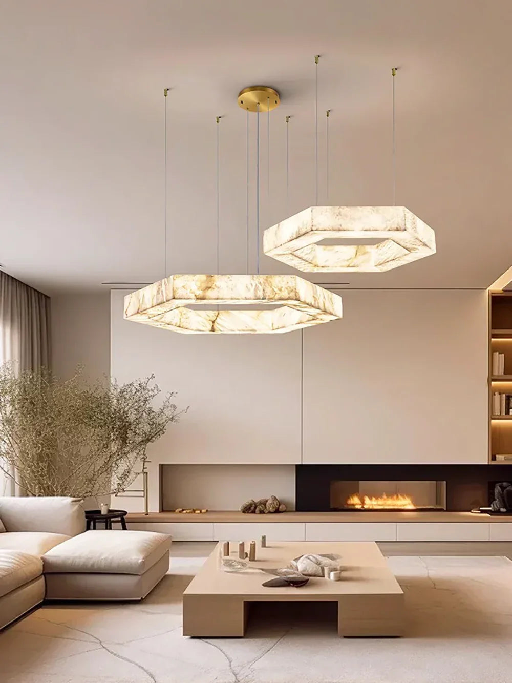 Hexagonal Alabaster Chandelier