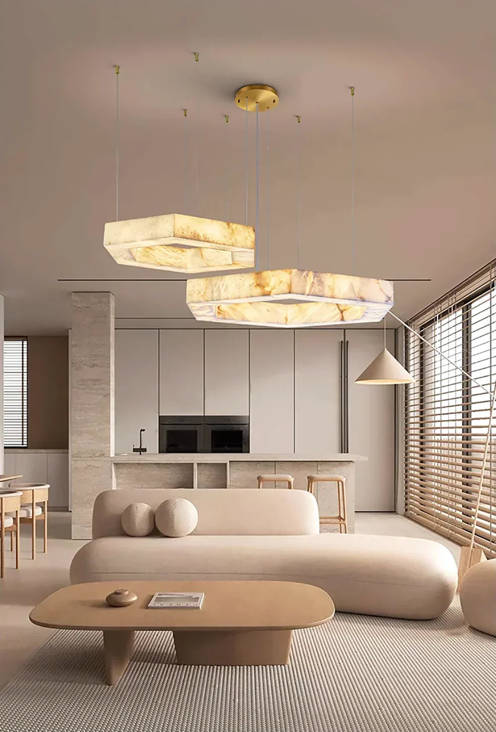 Hexagonal Alabaster Chandelier