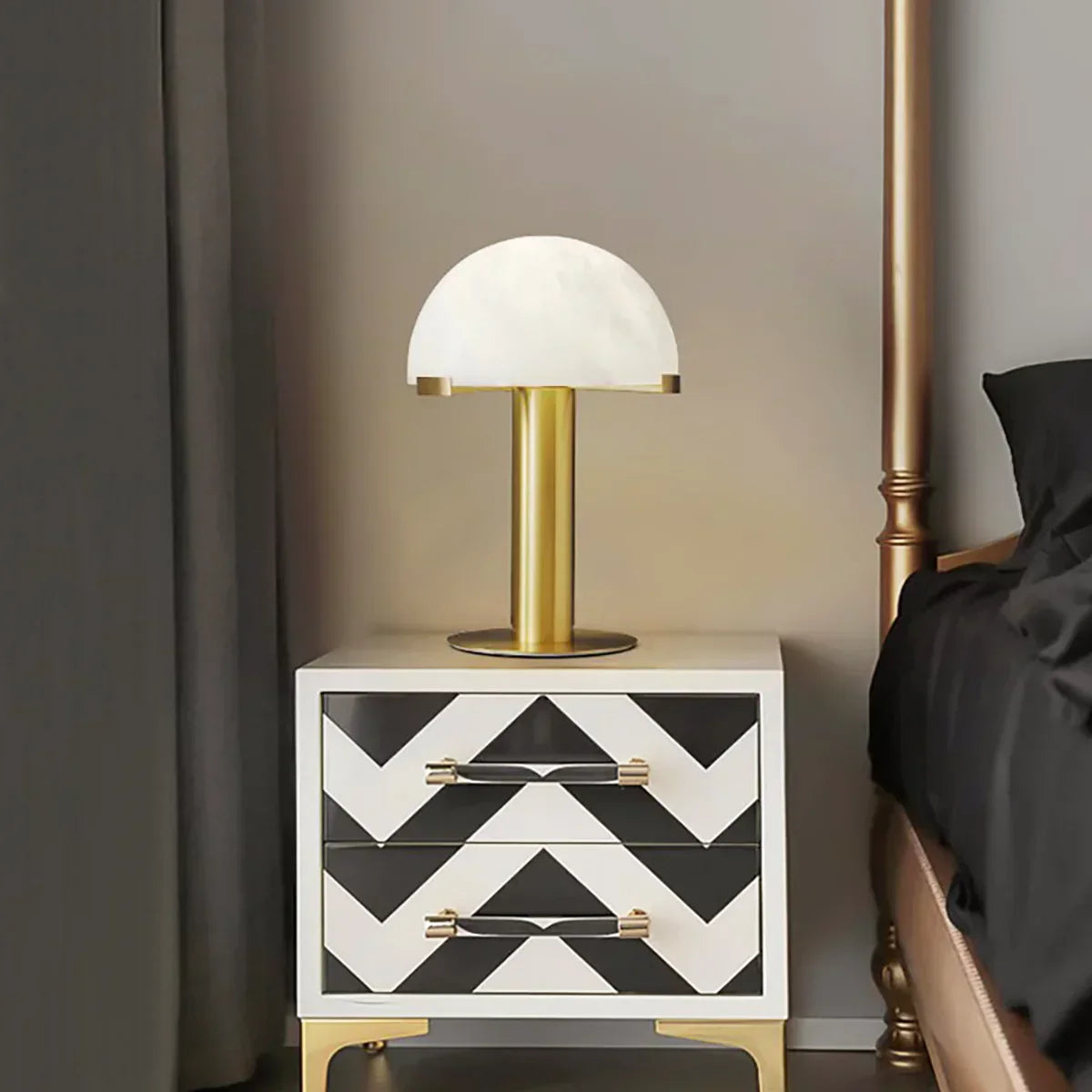 Hemispherical Alabaster Table Lamp