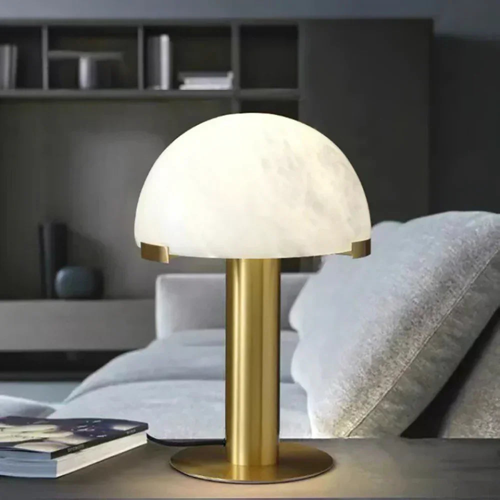 Hemispherical Alabaster Table Lamp