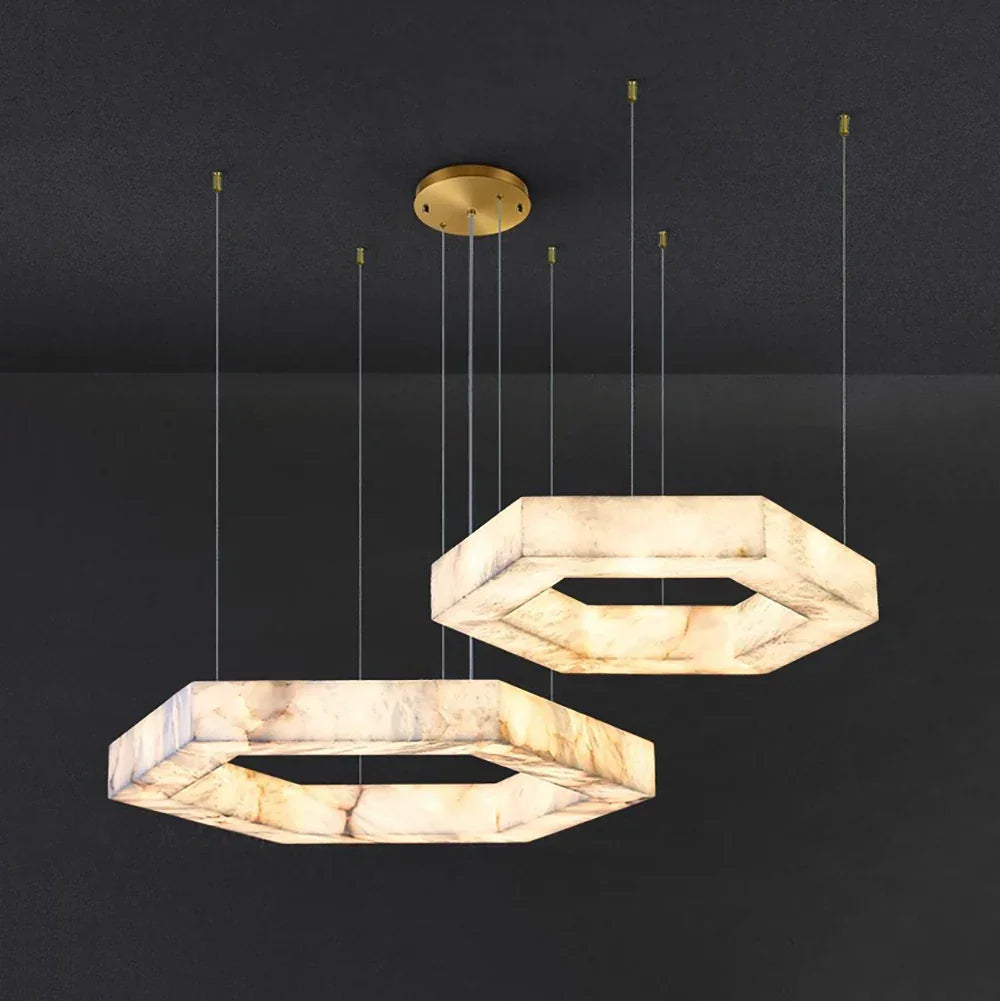 Hexagonal Alabaster Chandelier