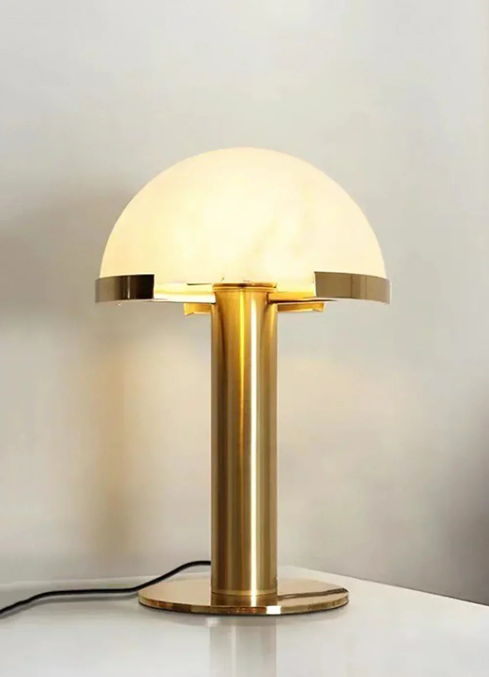 Hemispherical Alabaster Table Lamp