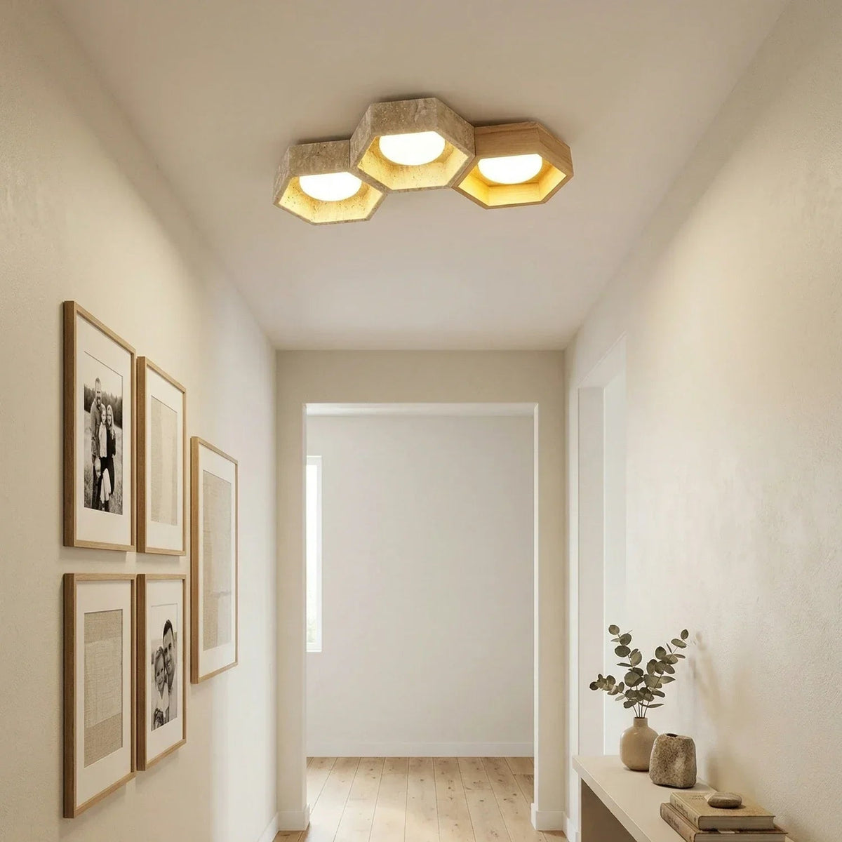 Honeycomb Hexagonal Travertine Ceiling Light