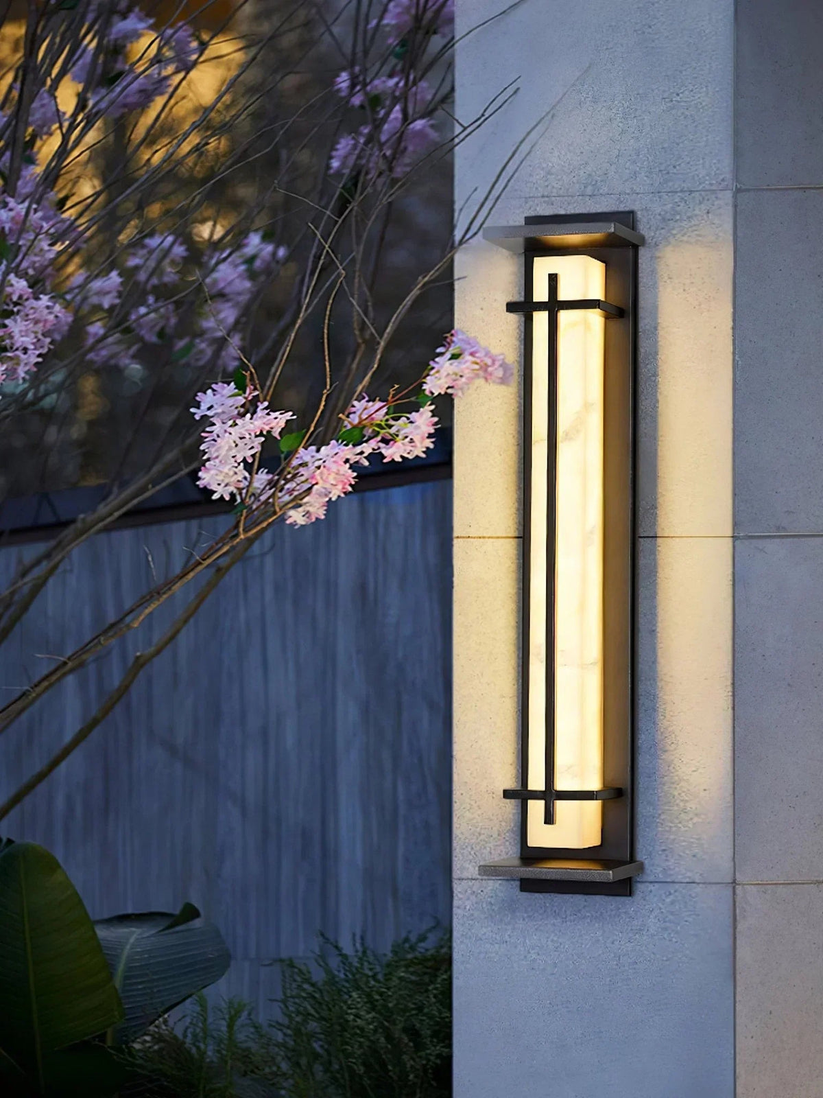 Imitation Alabaster Square Outdoor Wall Light
