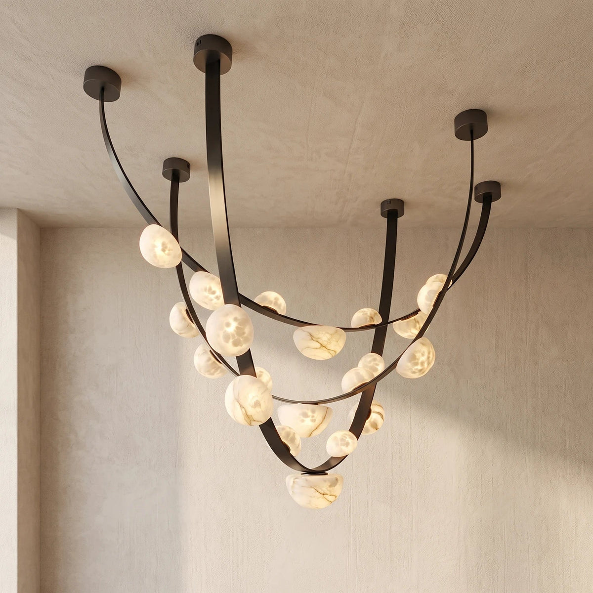 Isolde Draped Arc Alabaster Chandelier