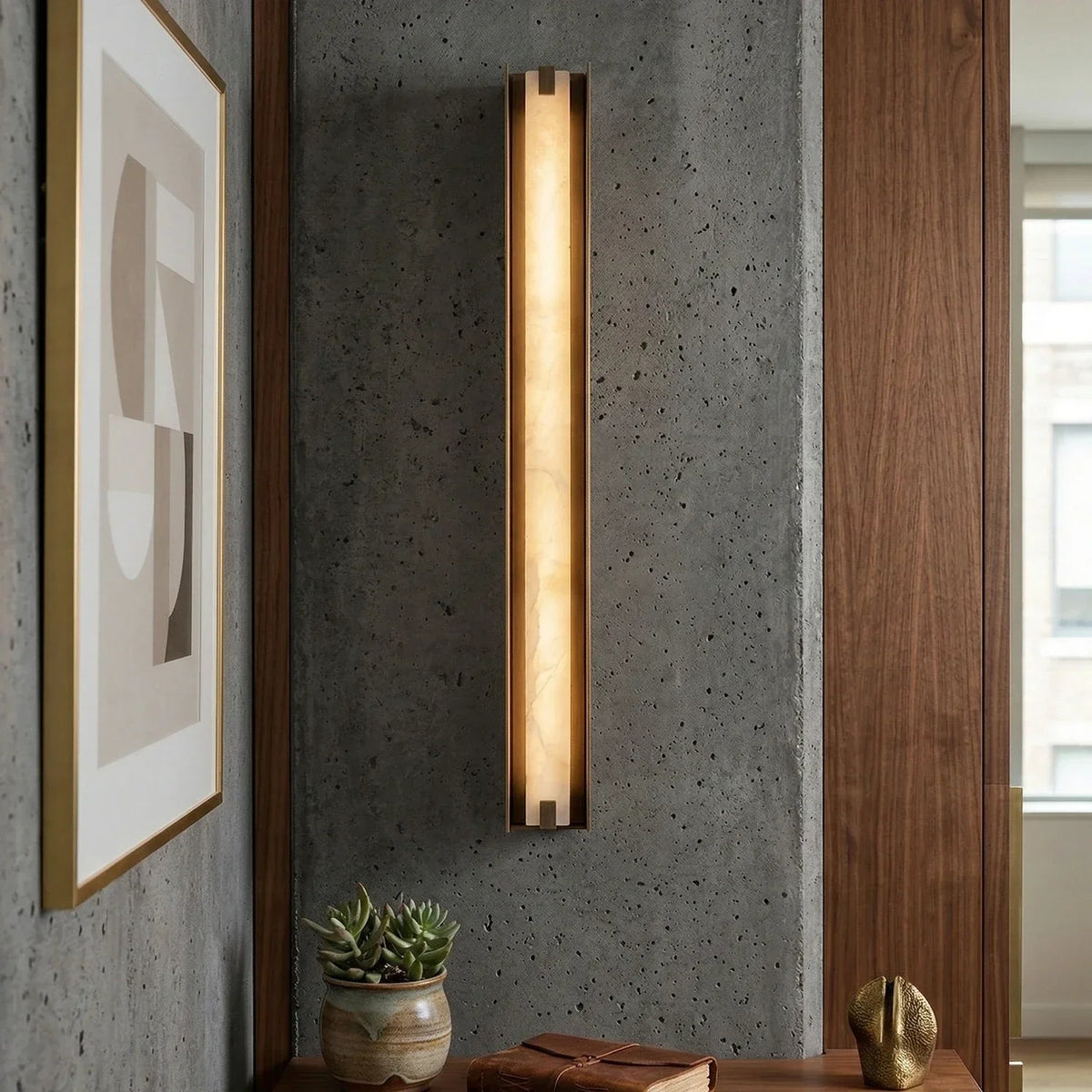 Linear Symmetry Alabaster Wall Sconce