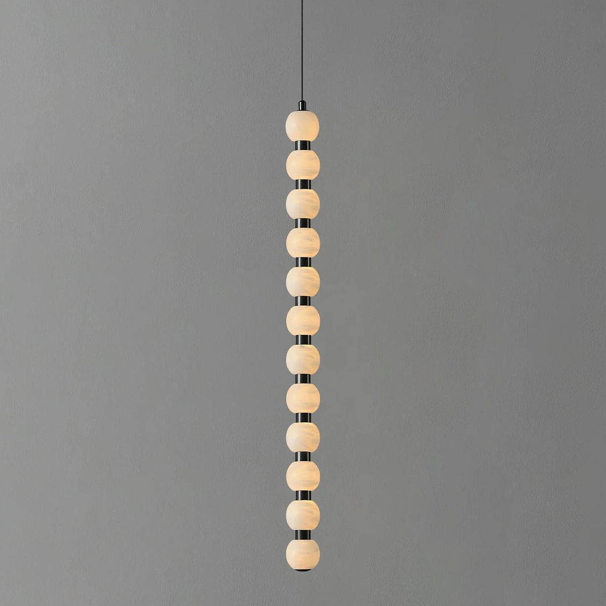 Linear Orbique Alabaster Bead Pendant Light