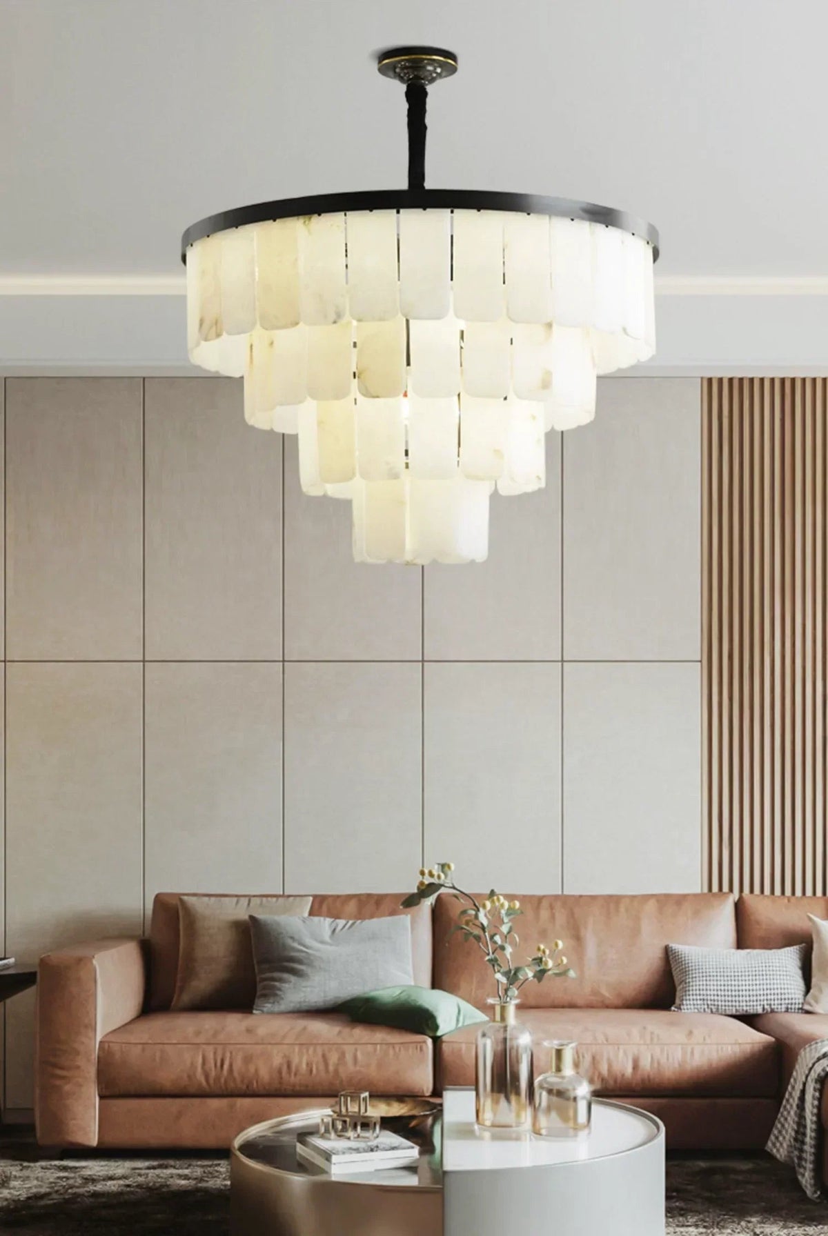 Luxurious Cascading Snow Plaster Chandelier