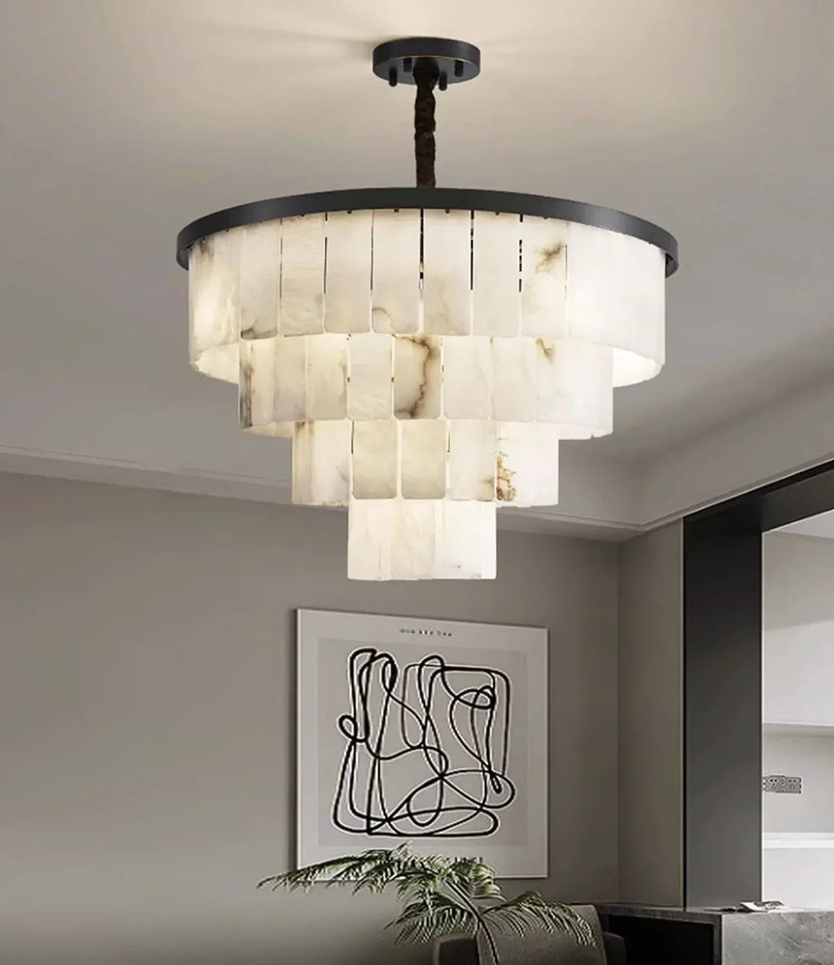 Luxurious Cascading Snow Plaster Chandelier