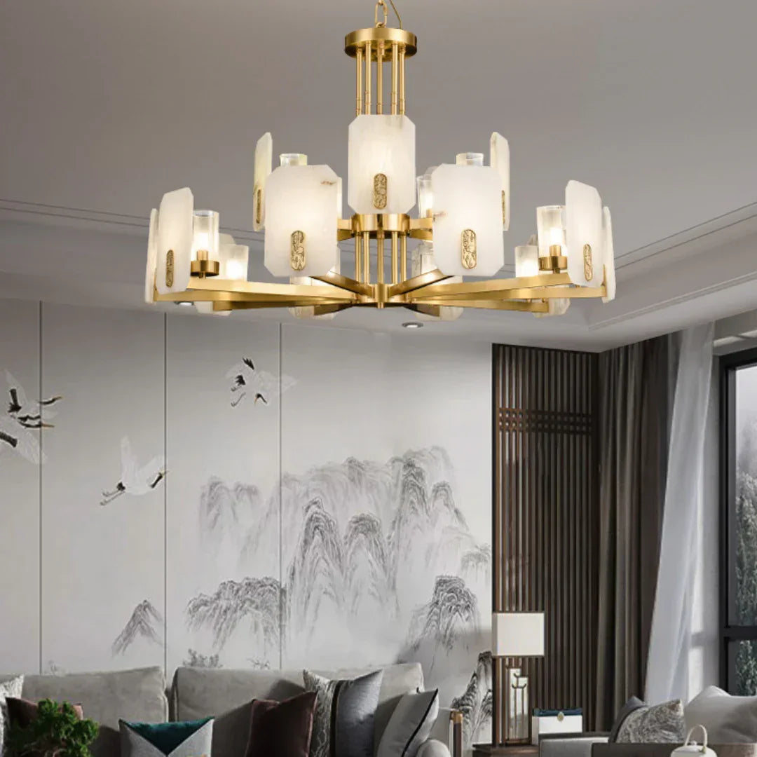 Alabaster Chandelier Copper Luxury