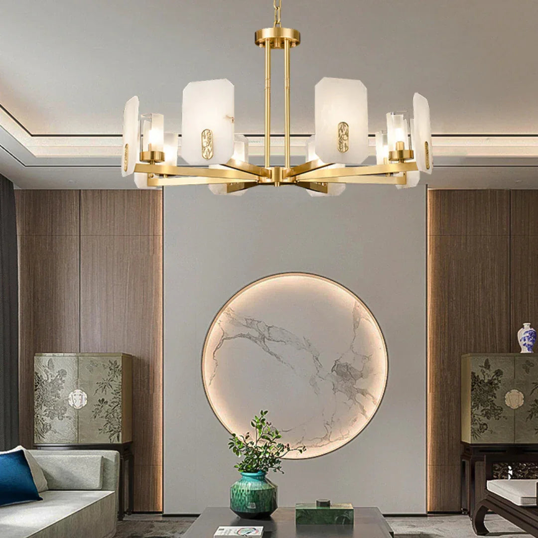 Alabaster Chandelier Copper Luxury