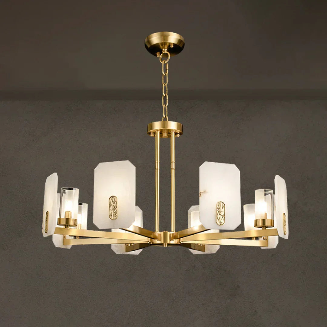 Alabaster Chandelier Copper Luxury