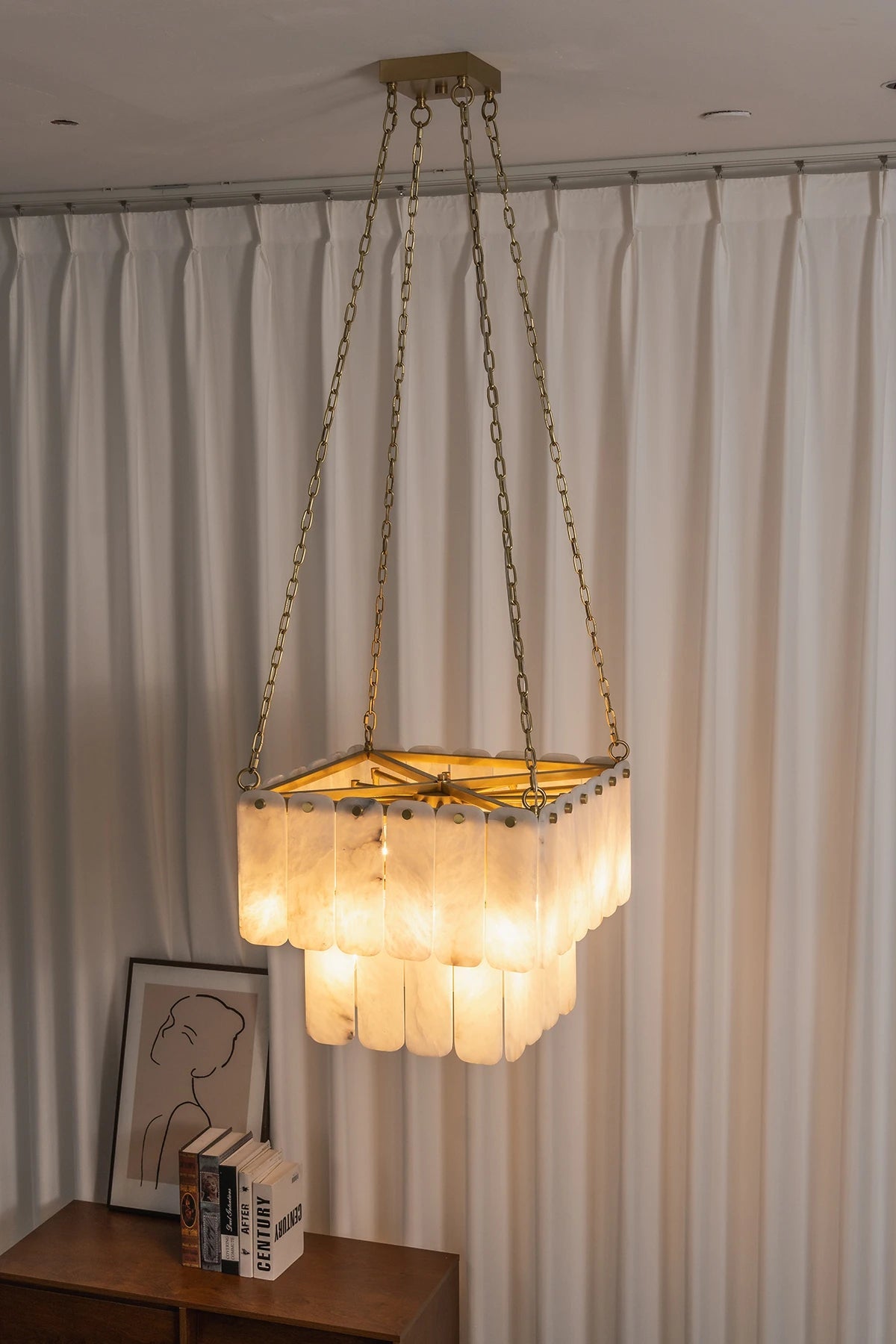 Maren Tiered Alabaster Tile Chandelier