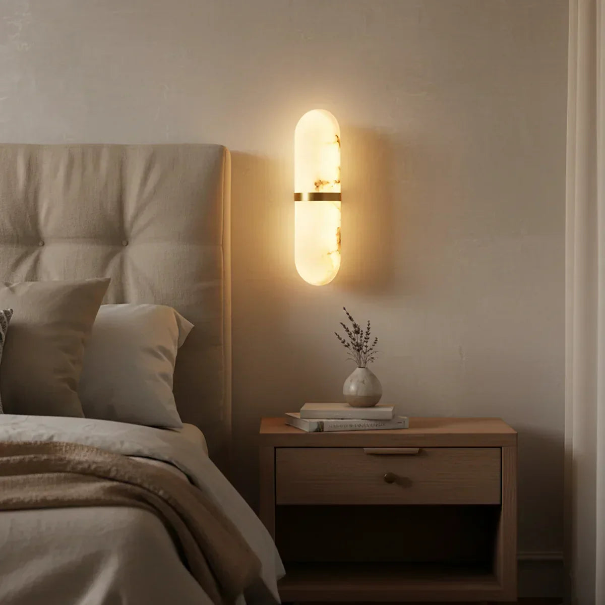 Oval Alabaster Semi-Circular Wall Lamp