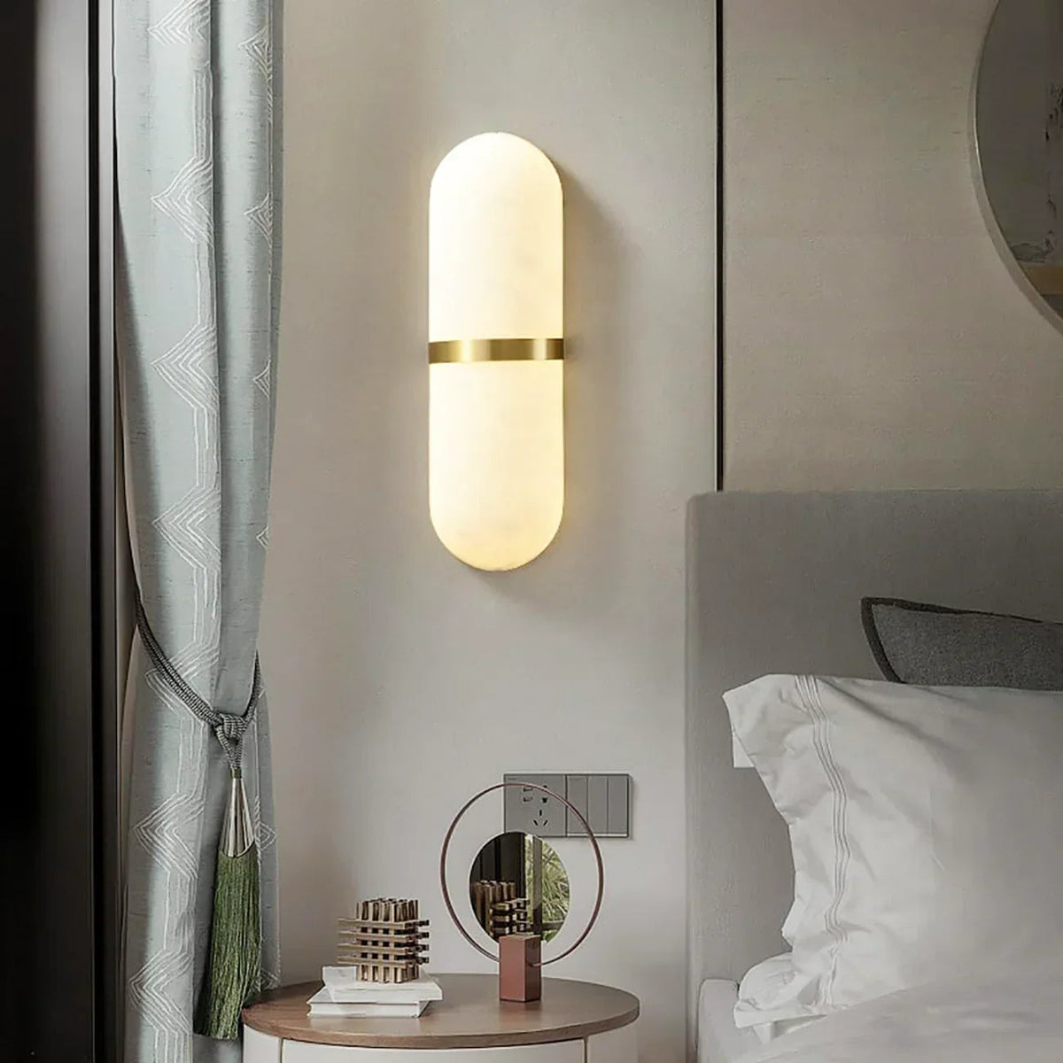 Oval Alabaster Semi-Circular Wall Lamp