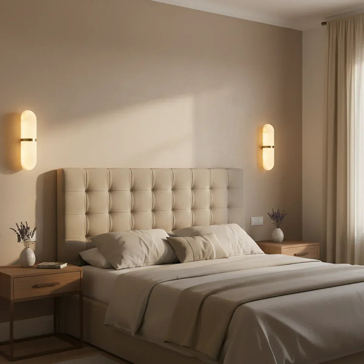 Oval Alabaster Semi-Circular Wall Lamp