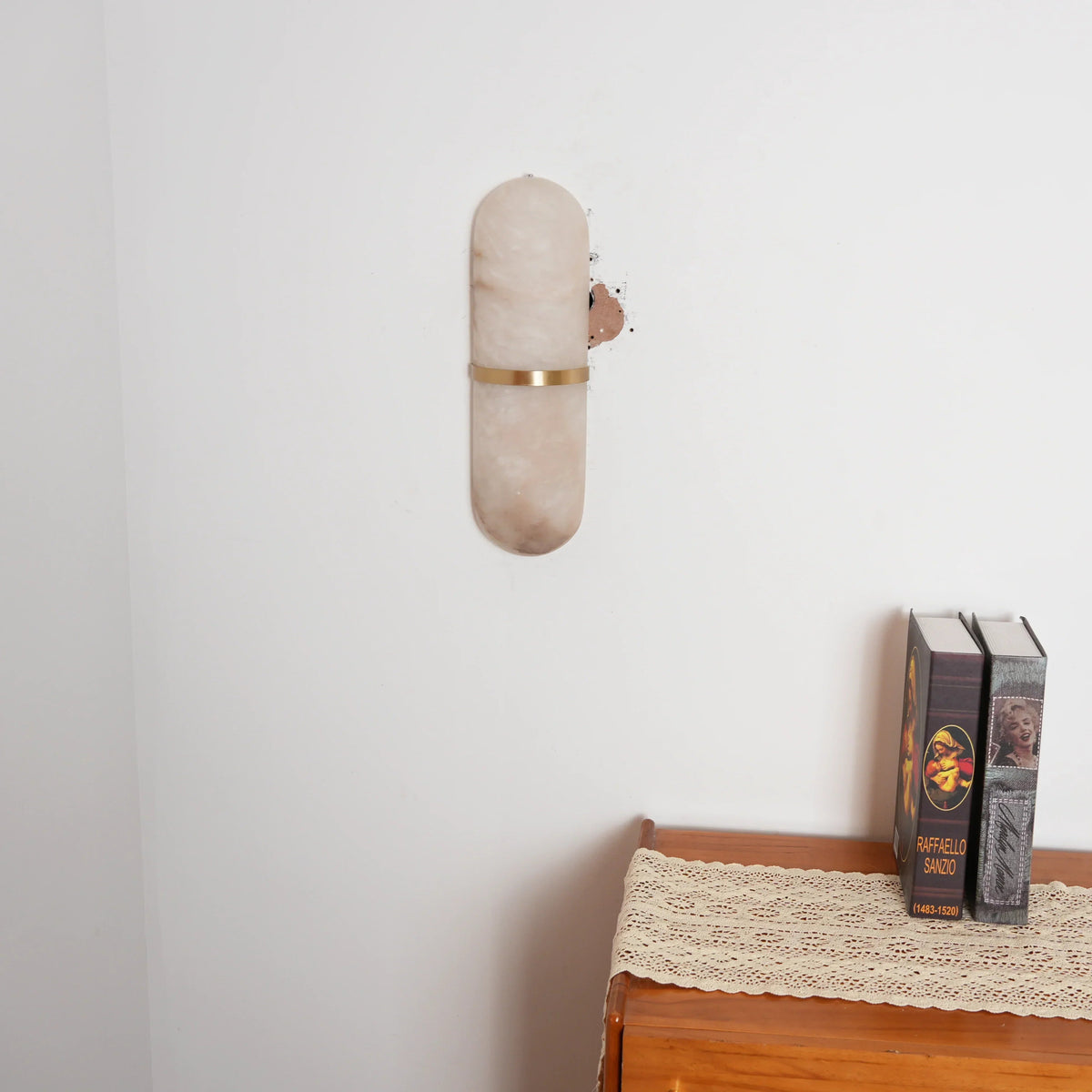 Oval Alabaster Semi-Circular Wall Lamp