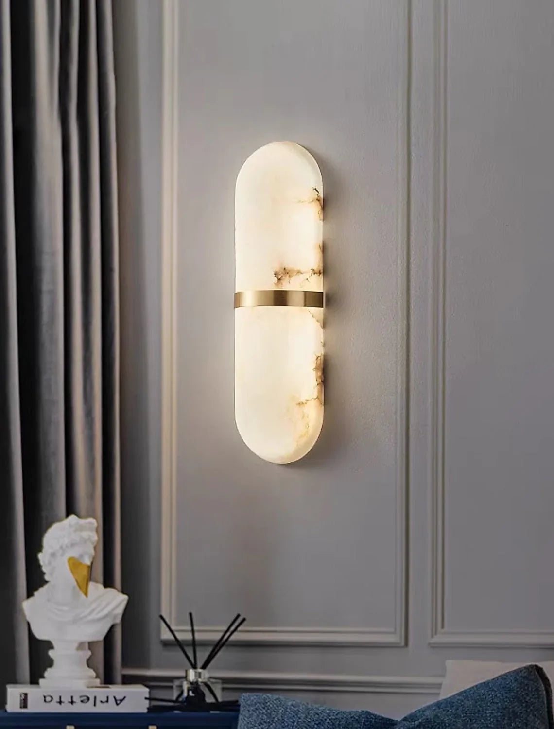 Oval Alabaster Semi-Circular Wall Lamp